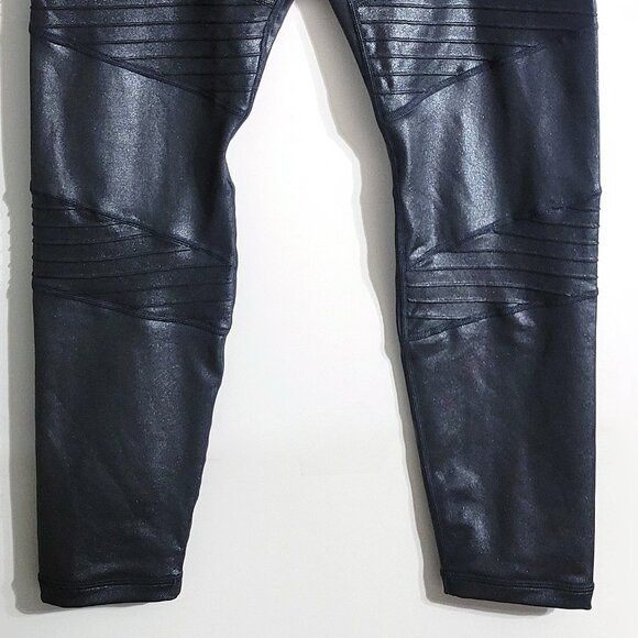 Athleta Womens Inclination Moto Tight Leggings Size L Metallic Black Pockets - Picture 4 of 12